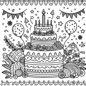 birthday cake color pages