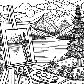 bob ross coloring pages