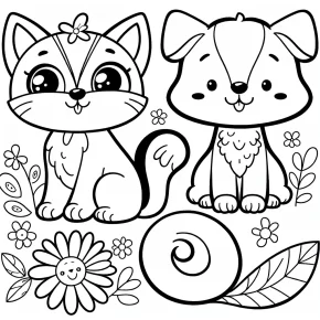 cat and dog coloring pages