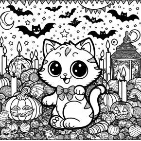 cat coloring pages halloween