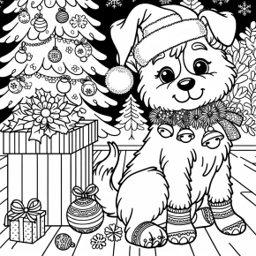 christmas dog coloring pages