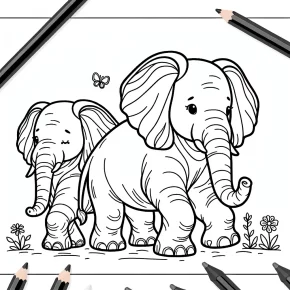 coloring book pages of elephants