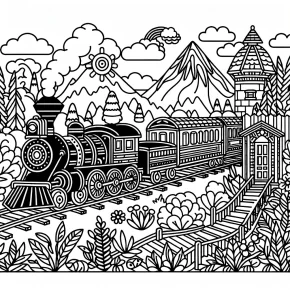 coloring book pages of trains