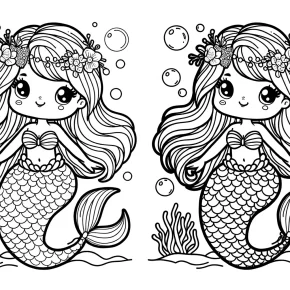 coloring page mermaid