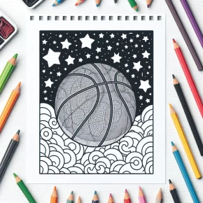 coloring page of a basketball