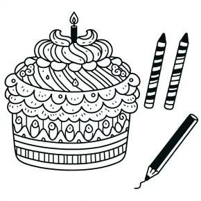 coloring page of a cake