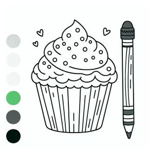 coloring page of a cupcake