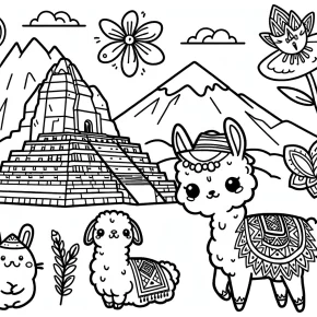 coloring pages dibujos de peru kawaii para colorear