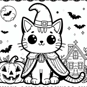 halloween cat coloring page