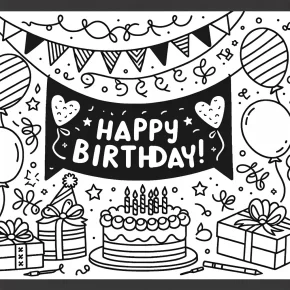 happy birthday coloring pages printable