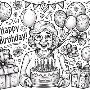 happy birthday grandma coloring pages