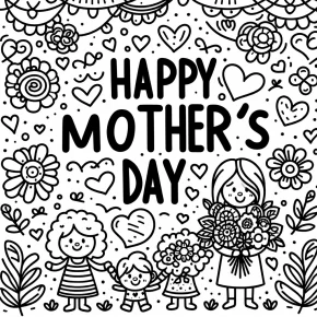 happy mothers day card coloring pages