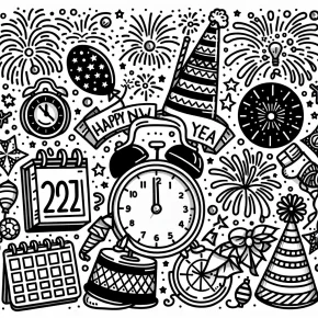 happy new year coloring page