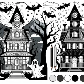 haunted house coloring page