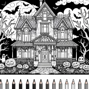 haunted house coloring pages