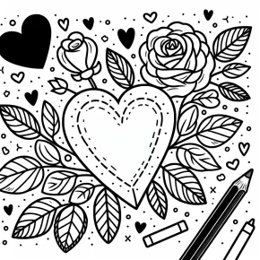 heart rose coloring pages