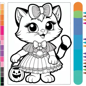 hello kitty halloween coloring page