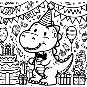 dinosaur happy birthday coloring pages