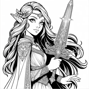 an elf with a magic sword.