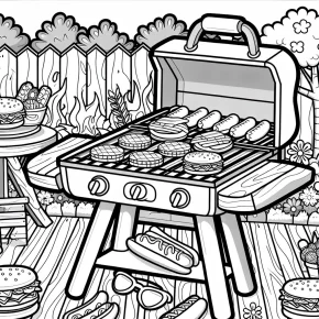 a bbq with hamburgers and hotdogs.