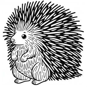 a porcupine with its quills raised.