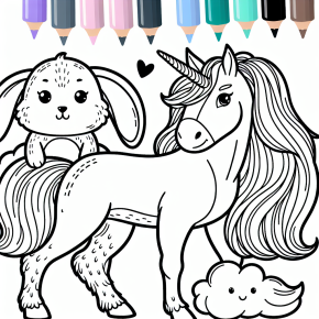 bunny unicorn coloring page