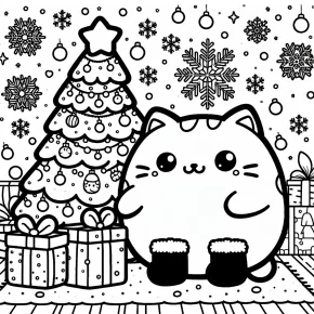 pusheen christmas coloring pages