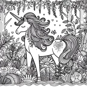 a unicorn in a magical forest.