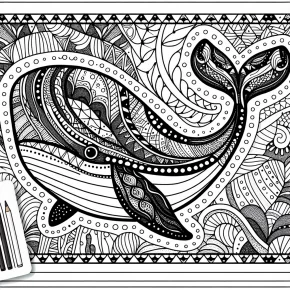 a zentangle inspired whale.