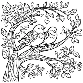 lovebirds in a tree.