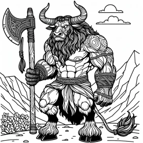 a minotaur with a giant axe.