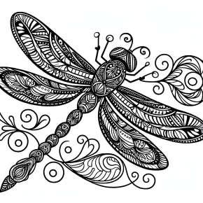 a detailed dragonfly with ornate wings.