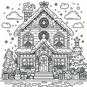 coloring pages christmas house