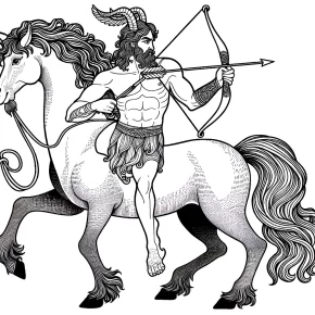 a centaur holding a bow and arrow.