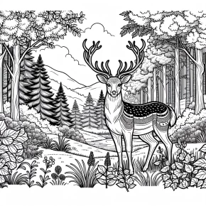 a deer standing in a forest clearing.