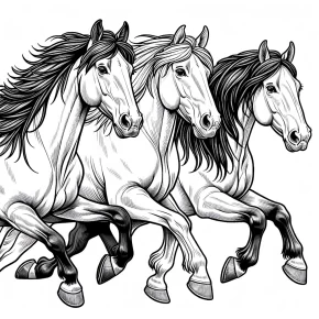 realistic coloring pages of horses