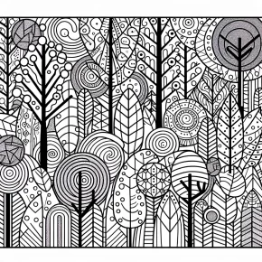 an abstract forest filled with patterns.