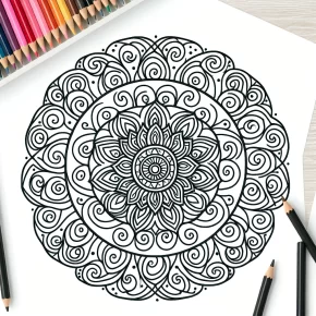 a mandala with spiral designs.