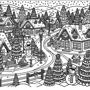 free printable christmas village coloring pages