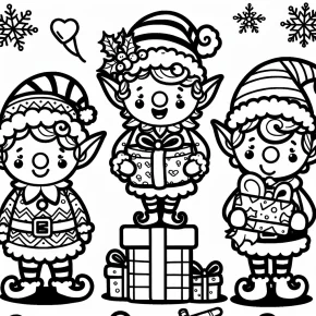 santa elves coloring pages printable