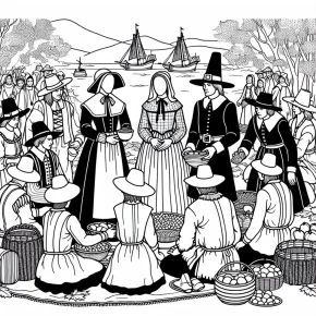 coloring pages of pilgrims and indians