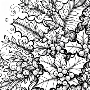 holly leaves coloring pages