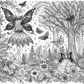 a magical forest with fairies.