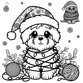 coloring pages puppy christmas