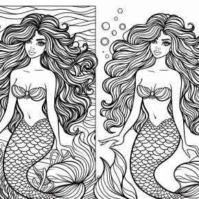 a mermaid with flowing hair.