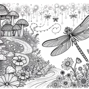 a dragonfly in a fairy garden.