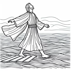 coloring pages of jesus walking on water