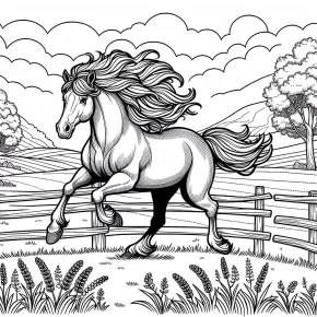 majestic horse galloping in a field.