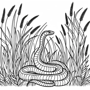 a snake slithering through the grass.