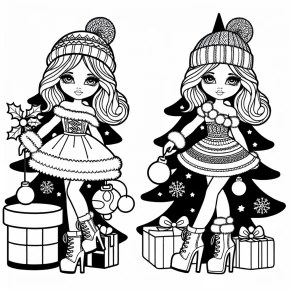 barbie christmas coloring pages